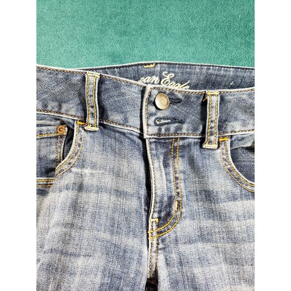 American Eagle Jeans Size 6 Womens Blue Stretch Mid Rise Boho Artist Flared - Picture 6 of 13